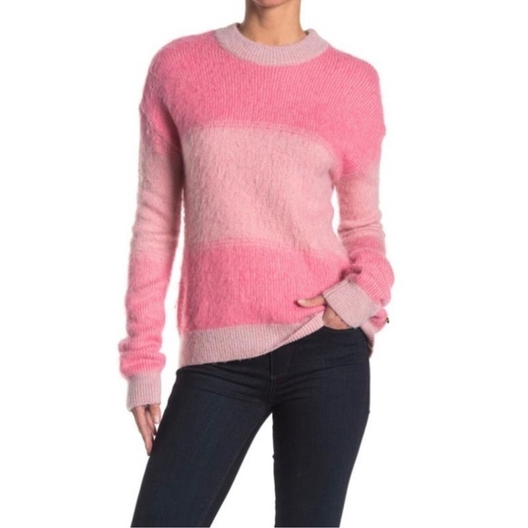 Scotch & Soda Pink Brushed Lambs Wool Ombre Crewneck Sweater - Picture 1 of 7
